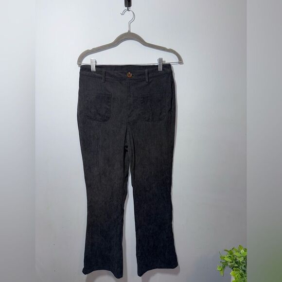 Harper Pants - Harper Heritage Women's Flared Corduroy Pants Gray Stretch High Rise M EUC